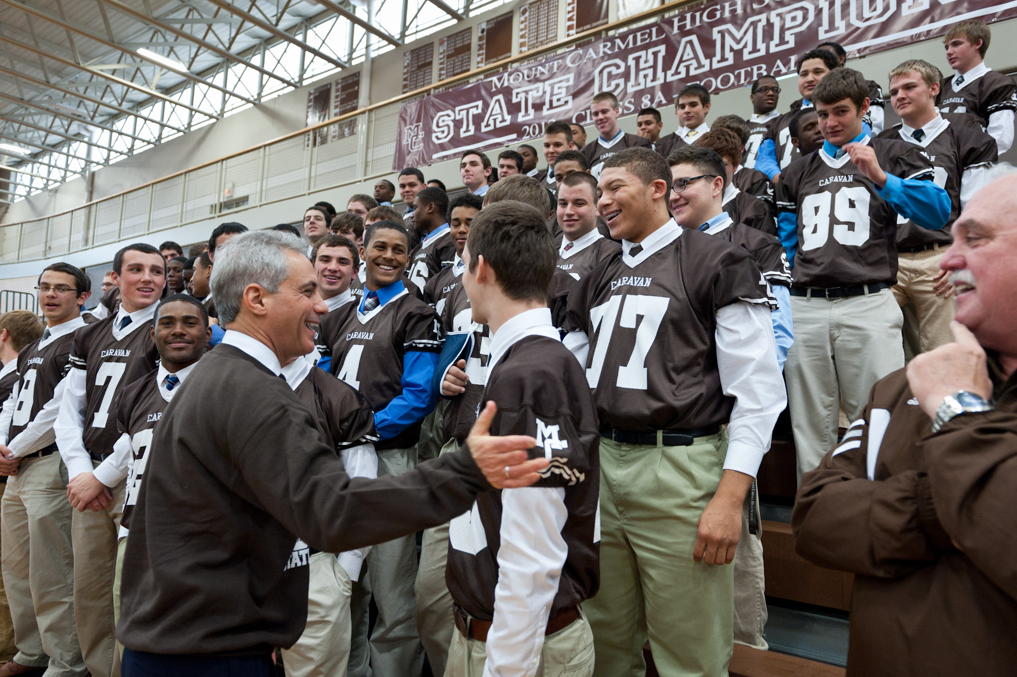 Mayor Emanuel Congratulates Mount Carmel Caravan Football Team On Winning the State Championship